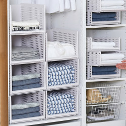 Extra large drawer-type wardrobe organizer clothes storage basket plastic multi-layer stackable compartment storage rack storage rack