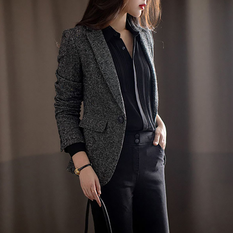 JOLIMENT wool blazer women's fall/winter 2021 new suede versatile slim tweed suit top