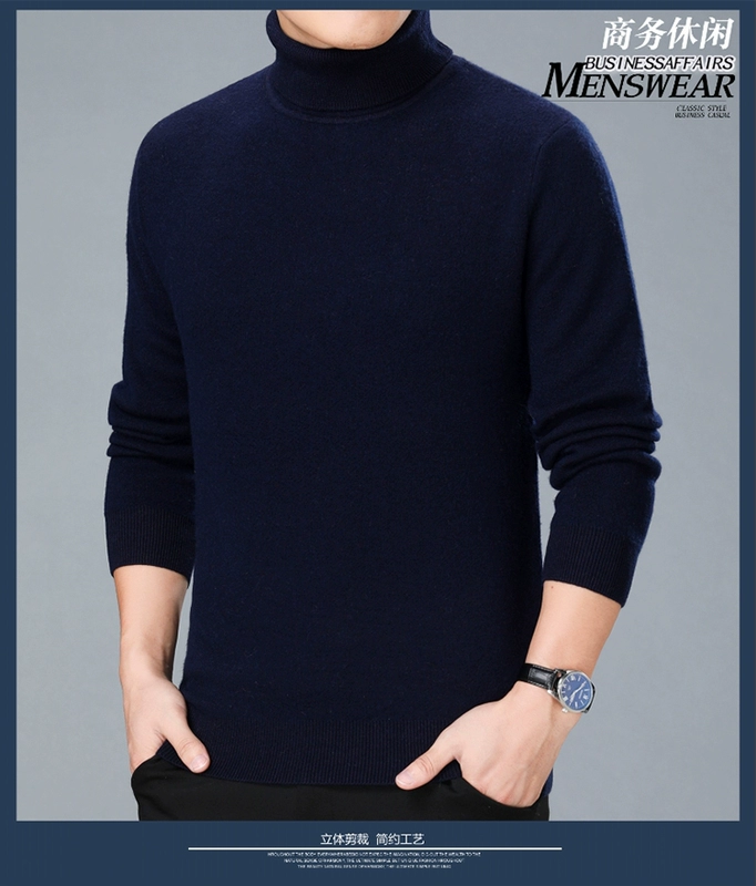 Áo chống rét mùa mới áo len cashmere nam mùa đông dày áo len cao cổ trẻ trung và nam trung niên áo len cỡ lớn - Áo len