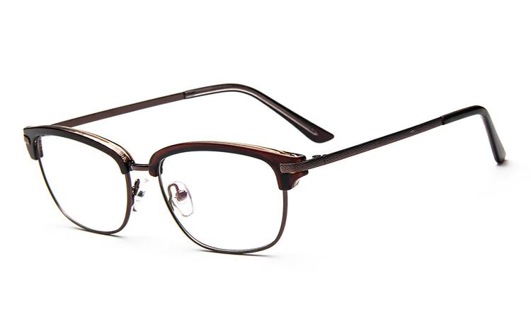 Kính khung kim loại retro nam và nữ xu hướng thời trang nửa khung phẳng gương có thể tháo rời mắt kính nữ