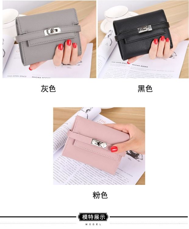 Chúc mừng 颂 Liu Tao Andi với đoạn 2019 mới thời trang ví nhỏ nữ ngắn đoạn ba ví da ví thủy triều - Ví tiền bóp nam
