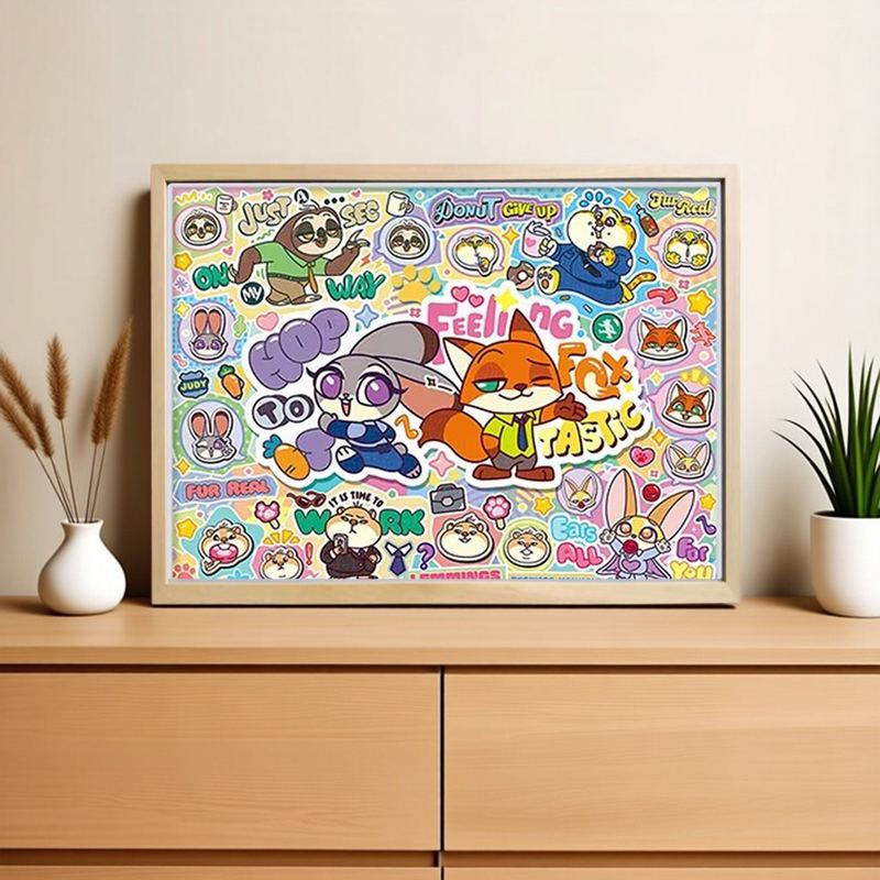 3Djp1008 Piece Puzzle Frame Zootopia Series 63.4*47.6 Solid Wood Aluminum Alloy 504 Piece Picture Frame