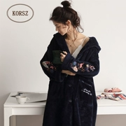 Đồ ngủ của phụ nữ mùa đông san hô nhung dày áo ngủ dài trùm đầu ấm áp có thể được mặc bên ngoài áo choàng nhà dịch vụ flannel