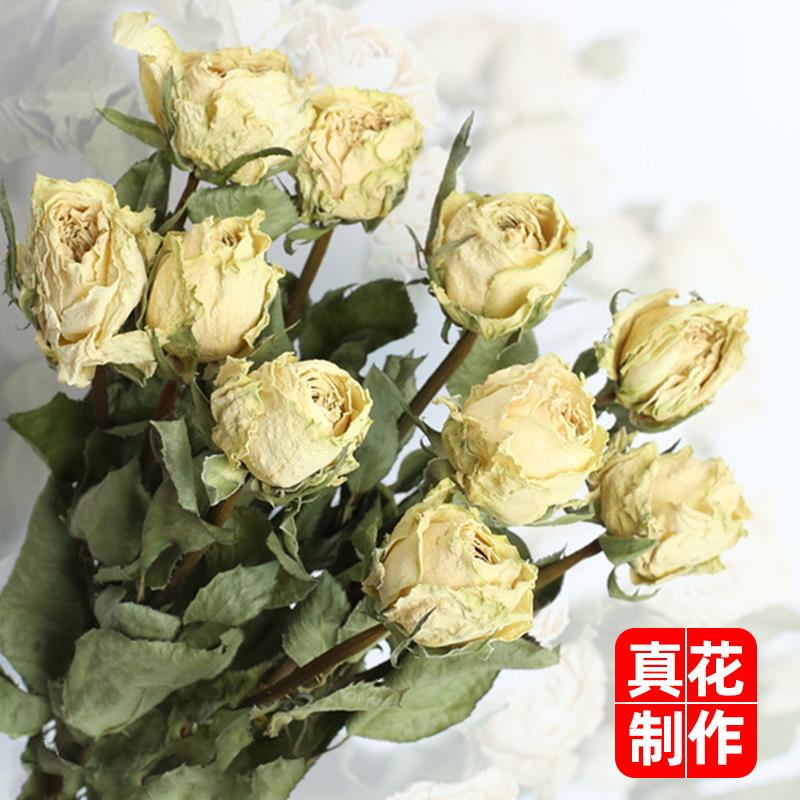 シャンパンローズドライフラワー本物の花リビングルームの装飾クラッシュアイスブルーブーケデコレーションDIY素材永遠の花高級