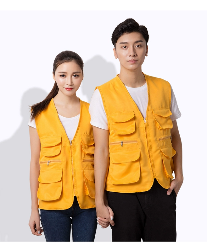 Quần áo bảo hộ lao động nam đa chức năng đa túi mùa hè phù hợp với áo vest nhiếp ảnh gia phóng viên vest tùy chỉnh ngoài trời - Dệt kim Vest