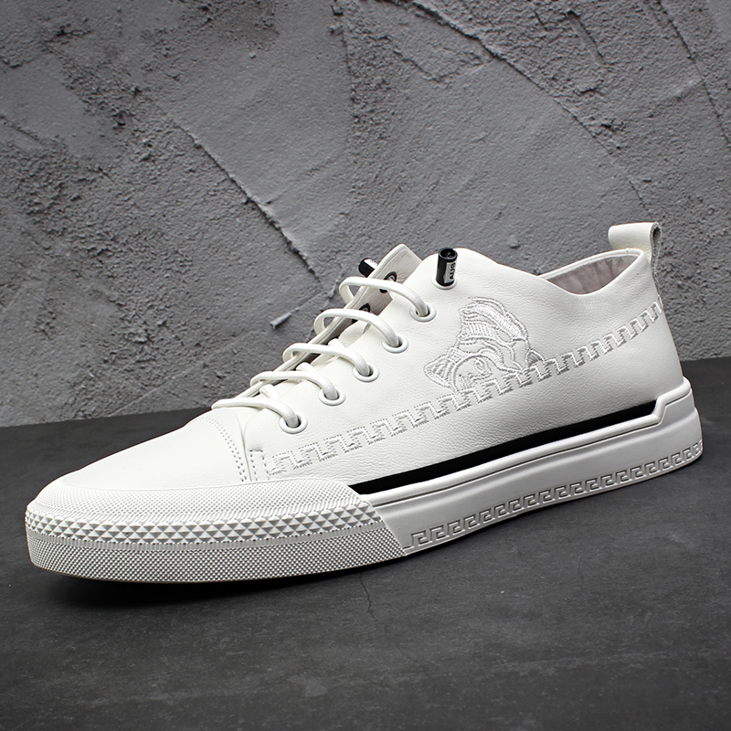 itbuy white shoes men's 2022 autumn and winter Korean version all-match breathable sports leather shoes casual slip-on shoes