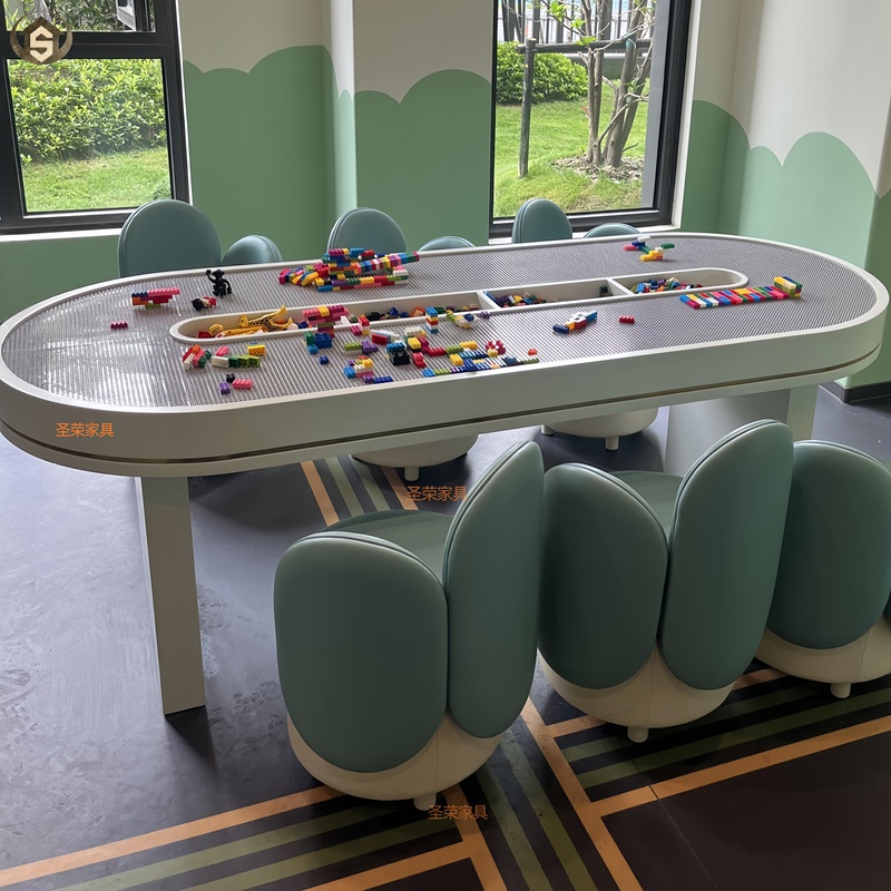 Early Education Center Entertainment and Crafts Children's Tables and Chairs Sales Office Children's Tables and Chairs Play Area Educational Building Blocks Table and Chair Set