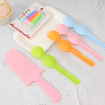 Cake Plate Best Selling Transparent Cake Tableware 4 in 1 Disposable Cake Knife and Fork Set Knife and Fork Candle Set