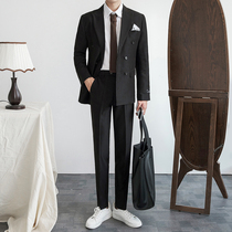Double-breasted suit suit suit men Korean version of slim trend handsome casual business dress wedding dress small suit man