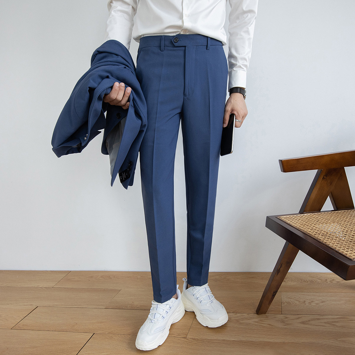 Western Pants Men's Han Version Sashimi Business Positive Dress Black Casual Pants Youth Trend 100 hitch-free Ironing Smoke pants men