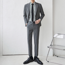 Spring and summer new Western-style mens suit Han version of the business is fitting youth trend ruffians and casual little suits men