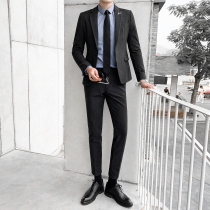 Striped suit suit suit men Korean version of slim handsome casual business full hair suit small suit groom wedding dress