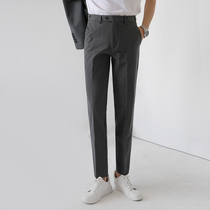 Korean Version Pants Mens Body 100 Hitch Fashion Business Western Dress Pants Inlen Mens Youth Positive Dress Pure Color Small Leggings Pants