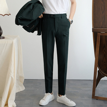 Korean trousers mens slim feet formal clothes solid color British business suit pants youth wild casual long pants