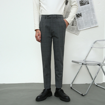 Autumn plaid trousers men Korean slim feet casual pants formal business British wild versatile mens suit pants