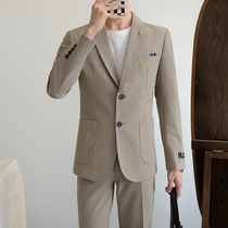 Casual Western suit jacket Mens body Han version Zhengdress Single blouses Youth Business 100 Lap Pure Color Suit Mens Singles West