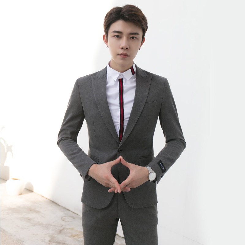 Spring and autumn casual suits for men and women in Korean version with autumn and winter money for small and western clothes for men's spring clothes handsome and pure color jacket tide single blouses