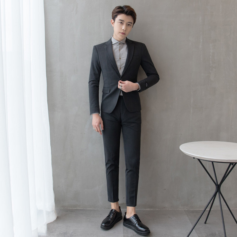 Suit men's suits Korean version youth business formal suits men's suits casual handsome groom wedding dresses