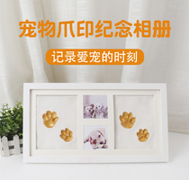 Pet ink mud photo frame paw print commemorative cat paw print dog footprint collection clay solid wood diy photo frame