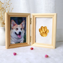 Pet paw print commemorative dog paw print mud diy footprint photo frame cat paw print solid wood photo commemorative table