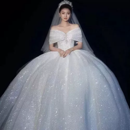 Одно -предполагаемое свадебное платье 2024 Новая главная пряжа невесты, небольшая текстура роскошная тяжелая работа, большой размер, французский хвост большого размера