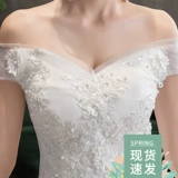 Корейское свадебное платье для невесты, открытые плечи, расшито цветами