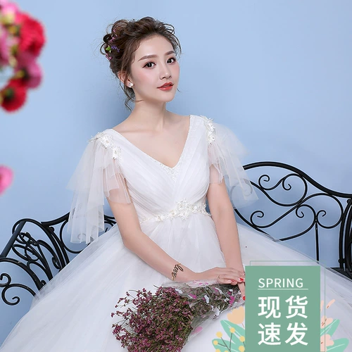 Корейское свадебное платье для беременных для невесты, открытые плечи, высокая талия, надевается на плечо, по фигуре, кружевное платье