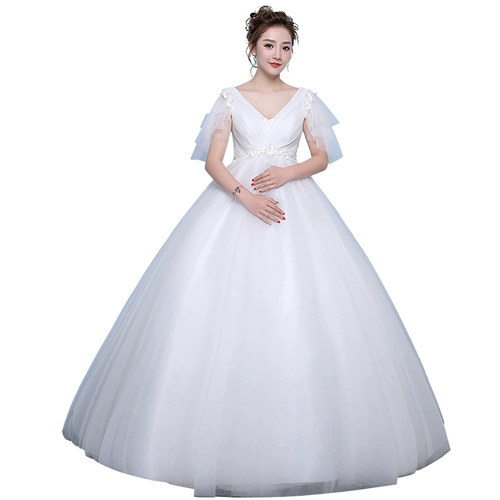 Корейское свадебное платье для беременных для невесты, открытые плечи, высокая талия, надевается на плечо, по фигуре, кружевное платье