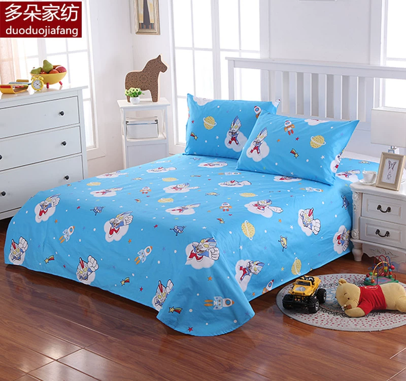 Ultraman Children Cartoon Cotton Sheets 1.2m Single Double Cotton Pad Single 1.5 / 1.8 mét Sheet Boy - Khăn trải giường