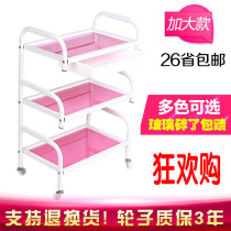 Beauty and hair cart Three-layer beauty salon cart with drawer Nail shelf Glass tool cart
