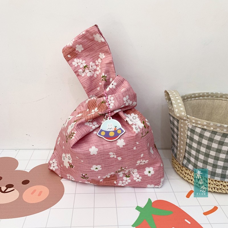 Cherry Blossom2020 new pattern tide mobile phone Bag lovely tearful Wrist bag portable Canvas bag take a walk Japan and Korea Cartoon coin purse