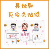 EXO Wu Shixun SEHUN charger charging head data cable leather sticker protection sticker
