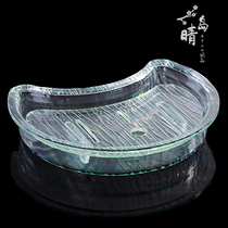 Acrylic fruit plate Crescent shaped plate Sushi boat sashimi boat Japanese and Korean cuisine Melamine dry ice creative tableware
