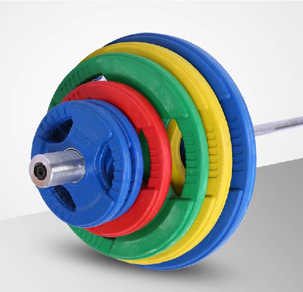 Men's fitness Orpole Bar Bell 20 kg Macroporous Bag Iron Sheet Color Hand Grip Bag Glued barbell Colored Rubber Accented sheet