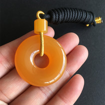 Natural jade Yunnan Longling Yellow dragon jade pendant Chanterelle yellow Pingan buckle pendant