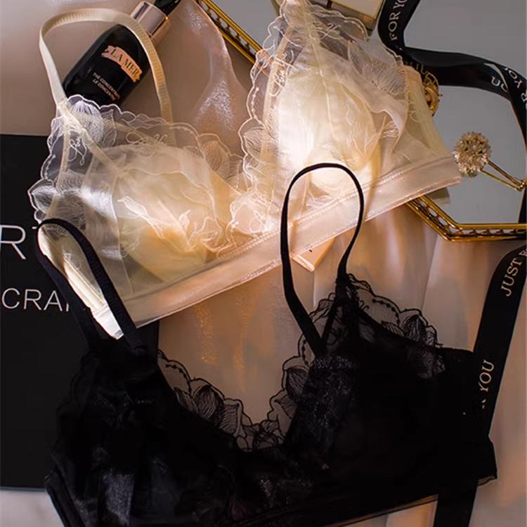 Victoria Sexy Lingerie for Women with Large Busts, Makes Them Look Smaller and Slimmer, French-Style Ultra-Fairy Mesh Bra, Bunny Ear Cup Bra, Pure Desire