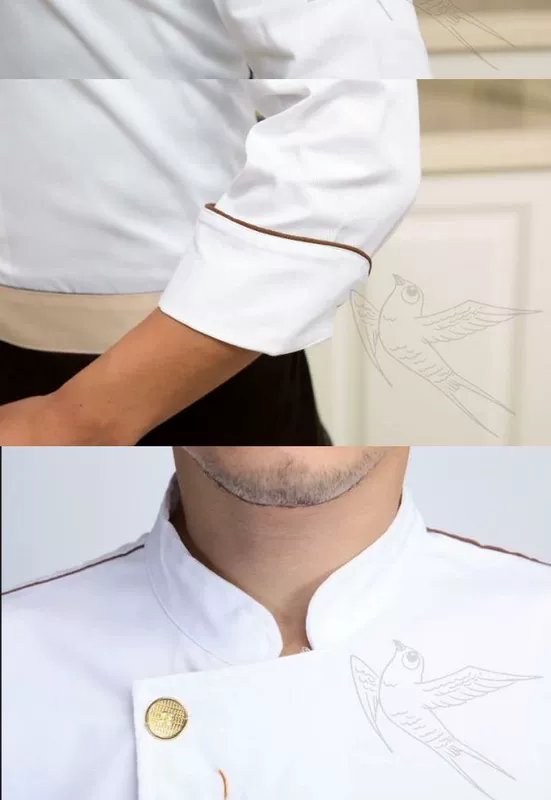 Set Chefs Wear dài tay Nhà hàng khách sạn ba mảnh Quần áo bảo hộ lao động Chefs Set với mũ mùa hè quần bò nam đẹp