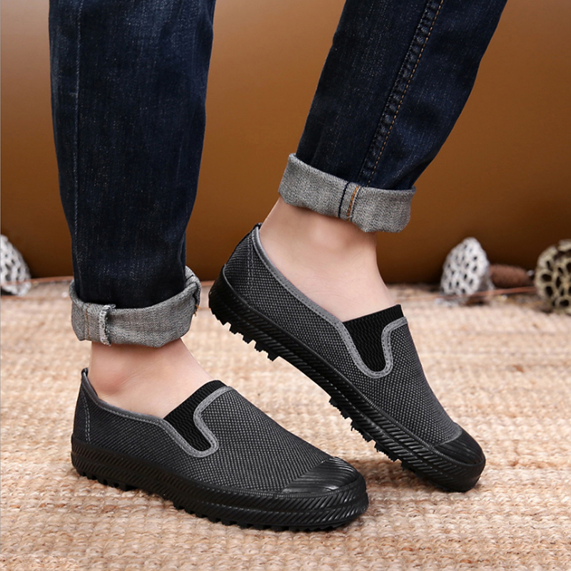 New anti-slip men's shoes breathable liberation shoes construction site shoes slip-on canvas shoes wear-resistant labor insurance shoes work work shoes