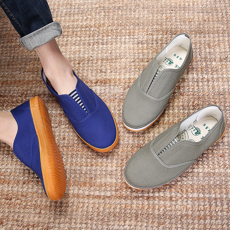 Construction site deck shoes one pedal canvas shoes non-slip wear-resistant tendon sole men and women labor shoes large size labor insurance work shoes