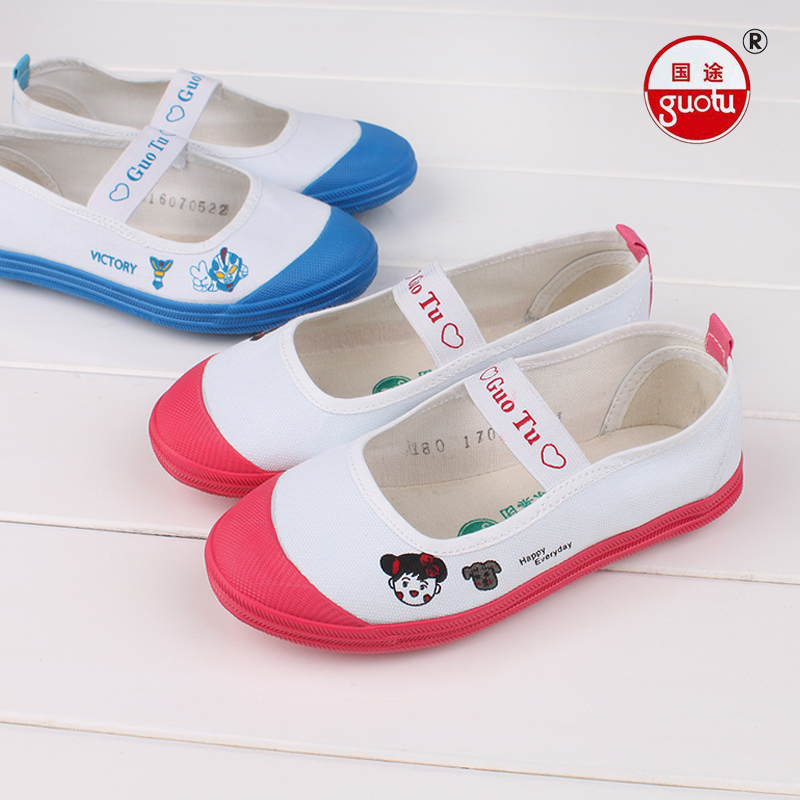 Primary school students canvas shoes baby kindergarten white gym shoes boys and girls dance shoes soft bottom children's shoes white sneakers