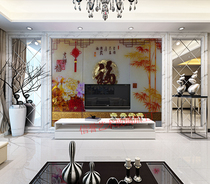 Art Glass Partition Screen 3d StereoTV Background Wall Frosted Sculpted steel China Wind Fueword Background Wall