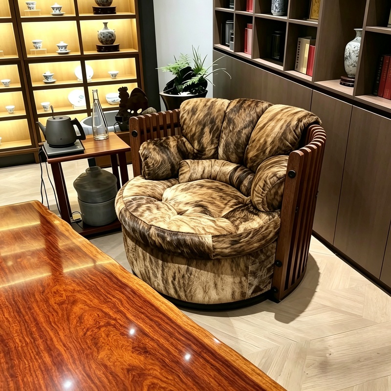 Tea Master Chair, Vintage Light Luxury Tribal Style Boss Chair, Genuine Leather Sofa Swivel Chair, Designer Single Leisure Sofa Chair Tea Master Chair, Vintage Light Luxury Tribal Style Boss Chair, Genuine Leather Sofa Swivel Chair, Designer Single Leisure Sofa Chair
