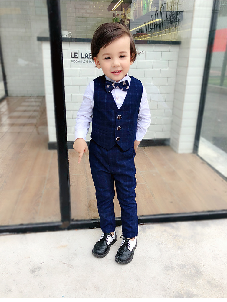 Childrens and Boys Suit 2019 Thu Handsome Thêm Velvet Cub Boy Bảo Ít Suit Mens Anh trẻ em ăn mặc.