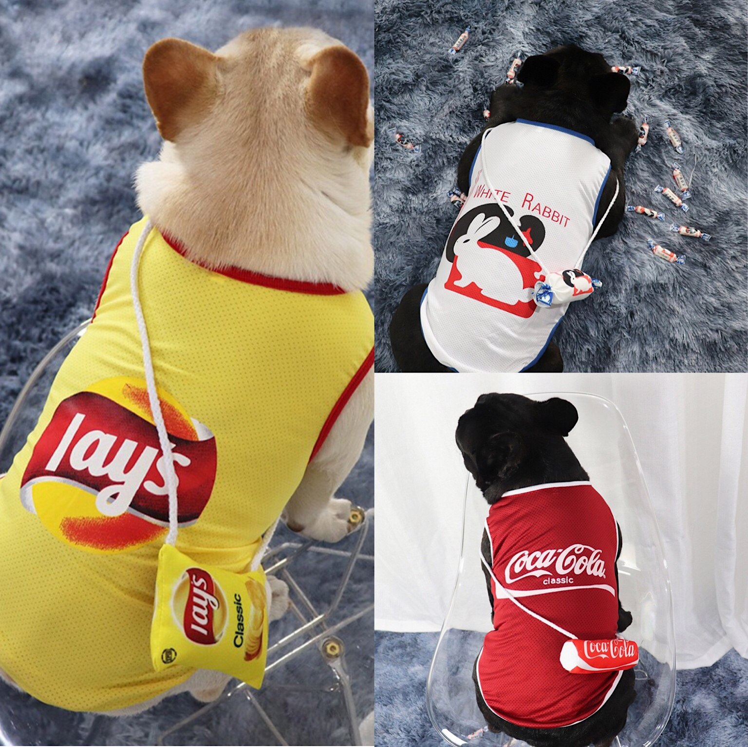 Fadou Pug Clothes Pet Fat Dog Vest Summer Mesh Breathable Thin Messenger Small Backpack