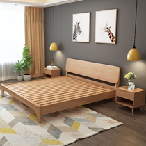 The Nordic wood bed 1 8 meters double master modern minimalist 1 5 m 1 2m economy small single bed