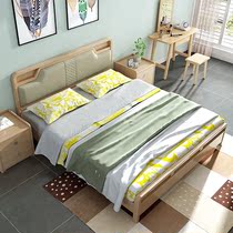 Solid wood bed 1 8 m modern minimalist day style 1 5 main bedroom with double peoples bed soft bag wedding bed Nordic style single bed