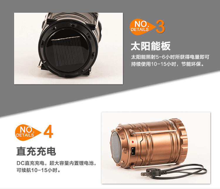 Sạc năng lượng mặt trời lều ánh sáng ngựa có thể kéo dài cắm trại khẩn cấp chiếu sáng LED trẻ em ngoài trời siêu sáng đèn pin đội đầu ánh sáng vàng