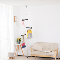 Net red floor clothes rack multi-function coat rack hanging bag rack hanging hat standing on the ground free of punching floor clothes rack