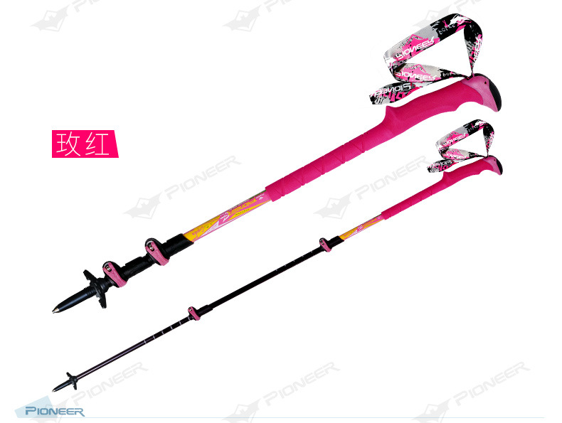 Trailblazer trekking cực Carbon siêu nhẹ telescopic giảm xóc ngoài trời xử lý thẳng siêu nhẹ khóa ba phần leo núi đi bộ gậy - Gậy / gậy gậy leo núi carbon