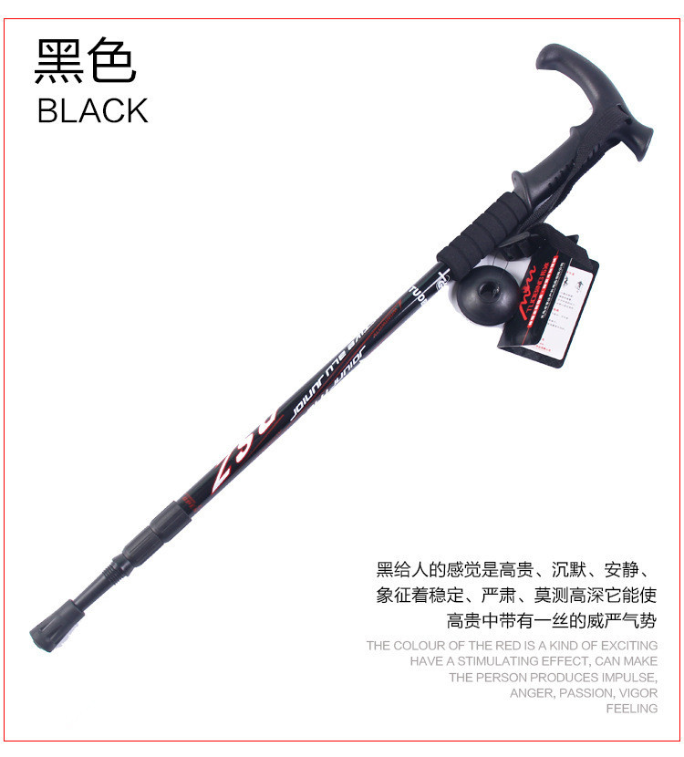 Trekking cực telescopic ba phần hợp kim nhôm ngoài trời hấp thụ sốc tay cầm thẳng T-xử lý đi bộ siêu nhẹ nạng kính thiên văn gậy ba chân để điện thoại